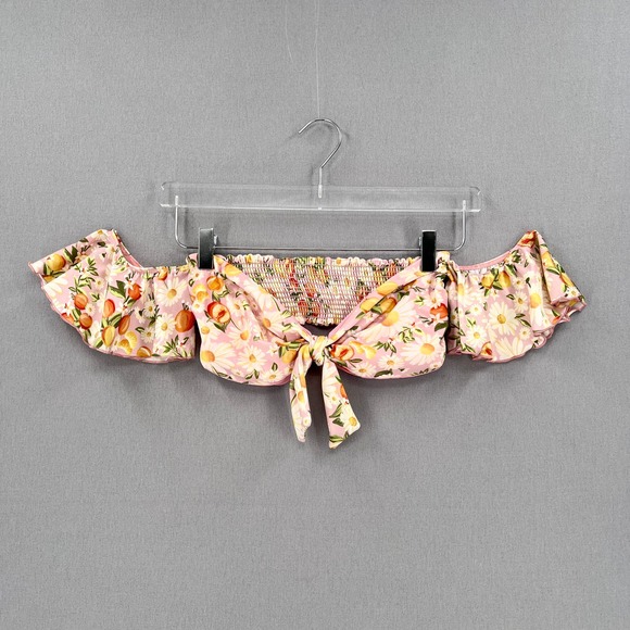FARM RIO Tangerine Dream Flutter Sleeve Bikini Top Womens Medium Pink Floral NEW - Picture 4 of 12
